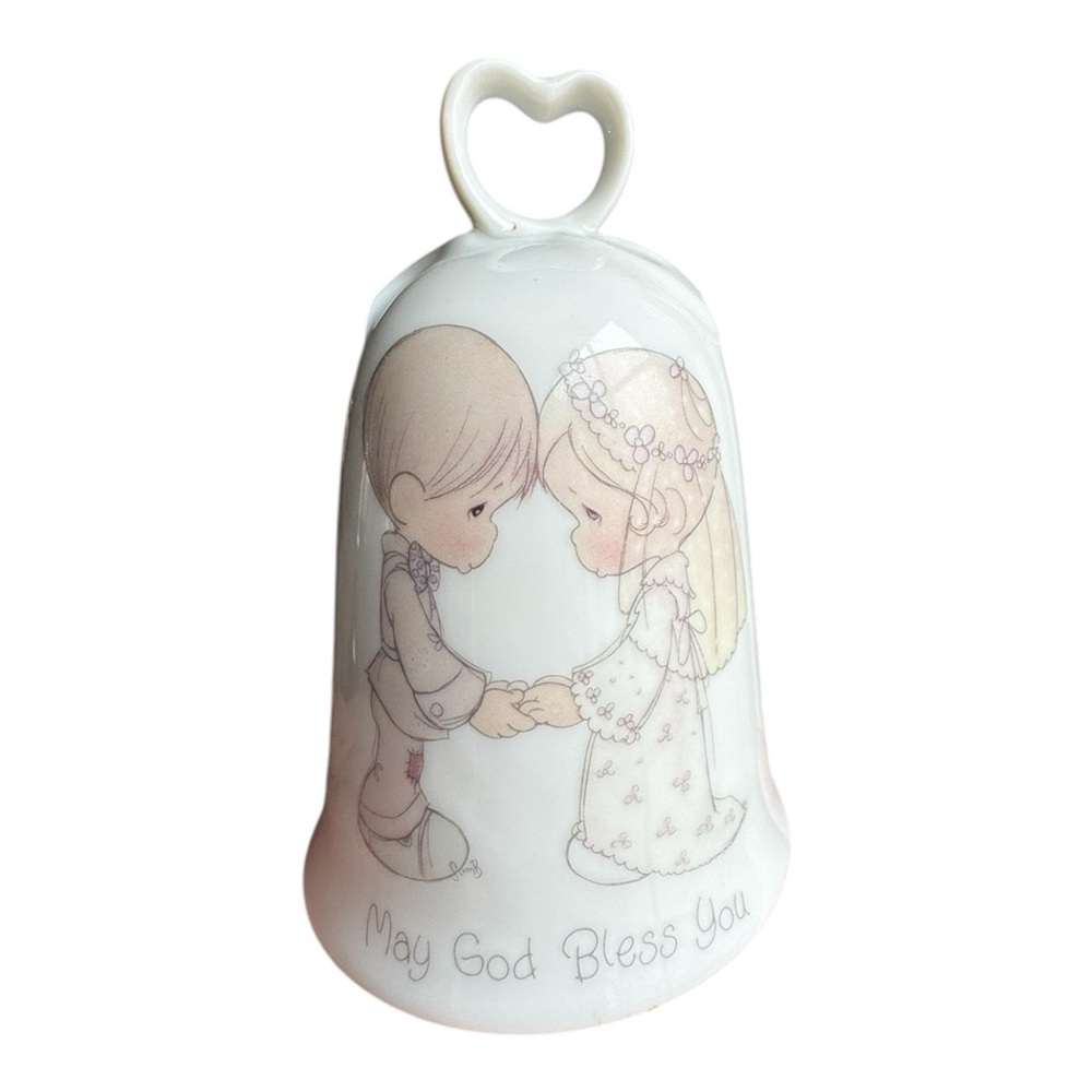 Vintage Precious Moments Enesco Wedding Bell “May God Bless You” Bride & Groom